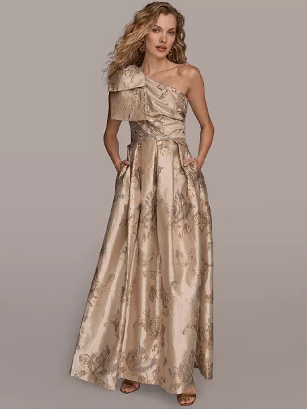 Donna Karan One-Shoulder Bow Ball Gown - Picture 1 of 10